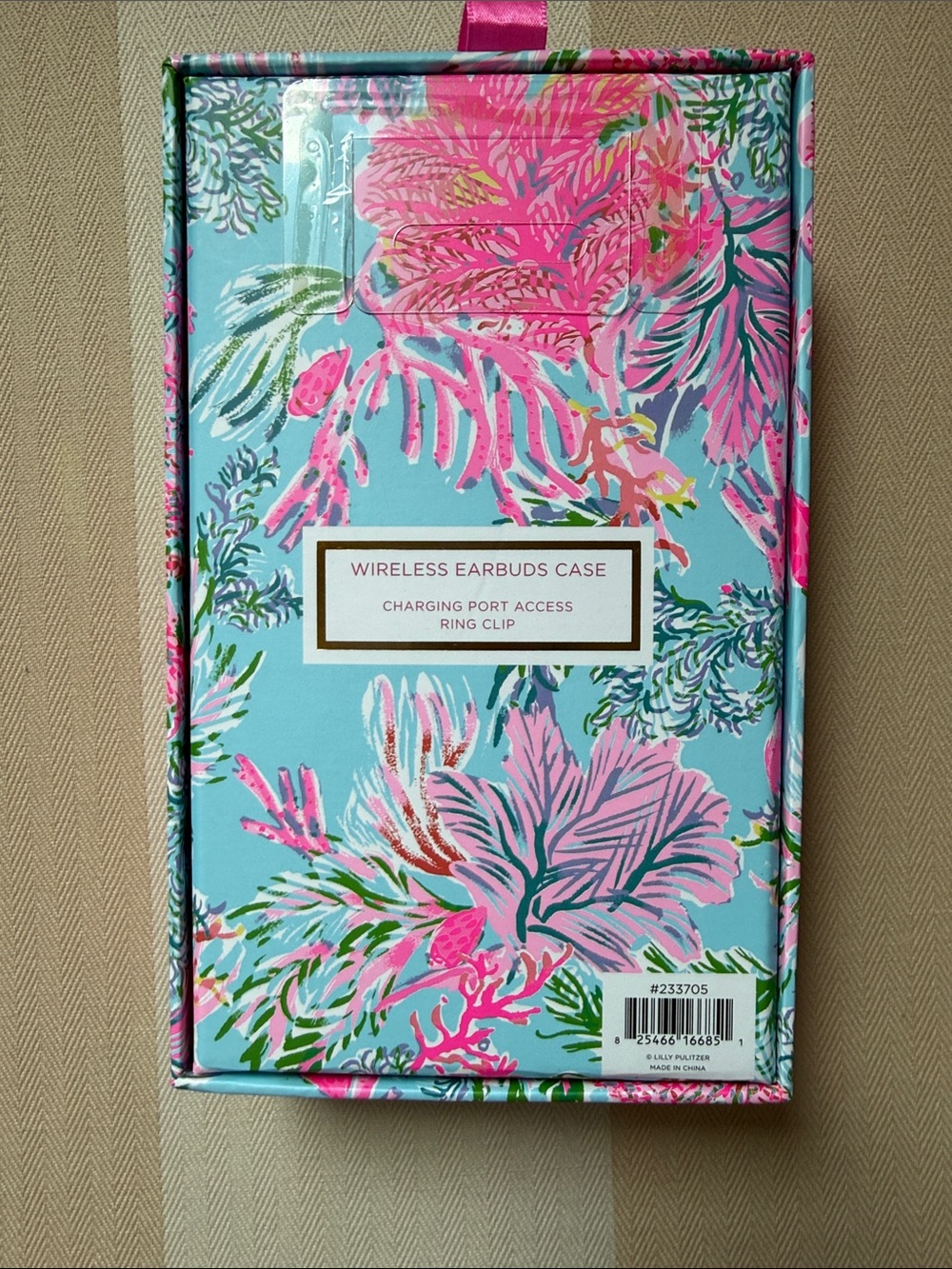 Lilly Pulitzer Cay To My Heart Wireless Earbud Case - Pink & Blue Floral - Picture 2 of 3